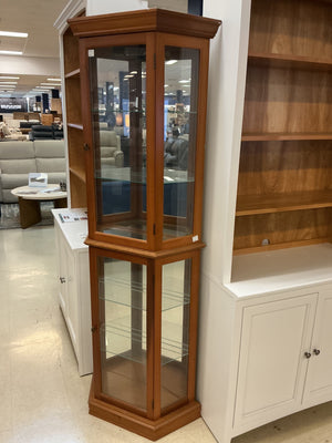 Corner Curio Lighted Cabinet With  Glass Display Shelf Shelving (24x11x76)