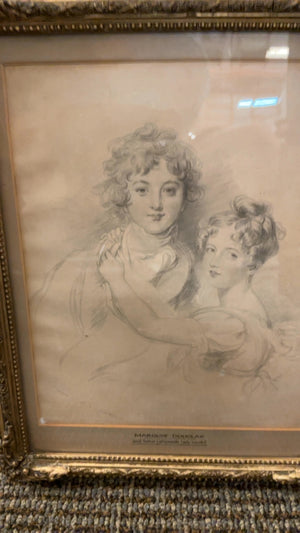 Antique Marquis Douglas & Lady Lincoln Portrait After Lawrence 17x13