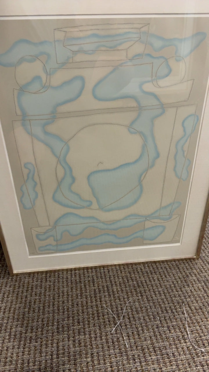 Vintage 1980 Abstract Biomorphic Fine Art Print – Framed 32x36