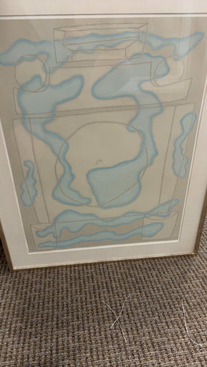 Vintage 1980 Abstract Biomorphic Fine Art Print – Framed 32x36