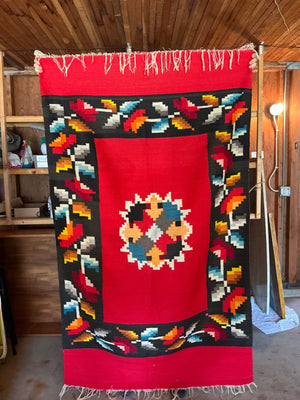 Mexican Wool Aztec Pattern, Blanket/ Rug 80 x 49