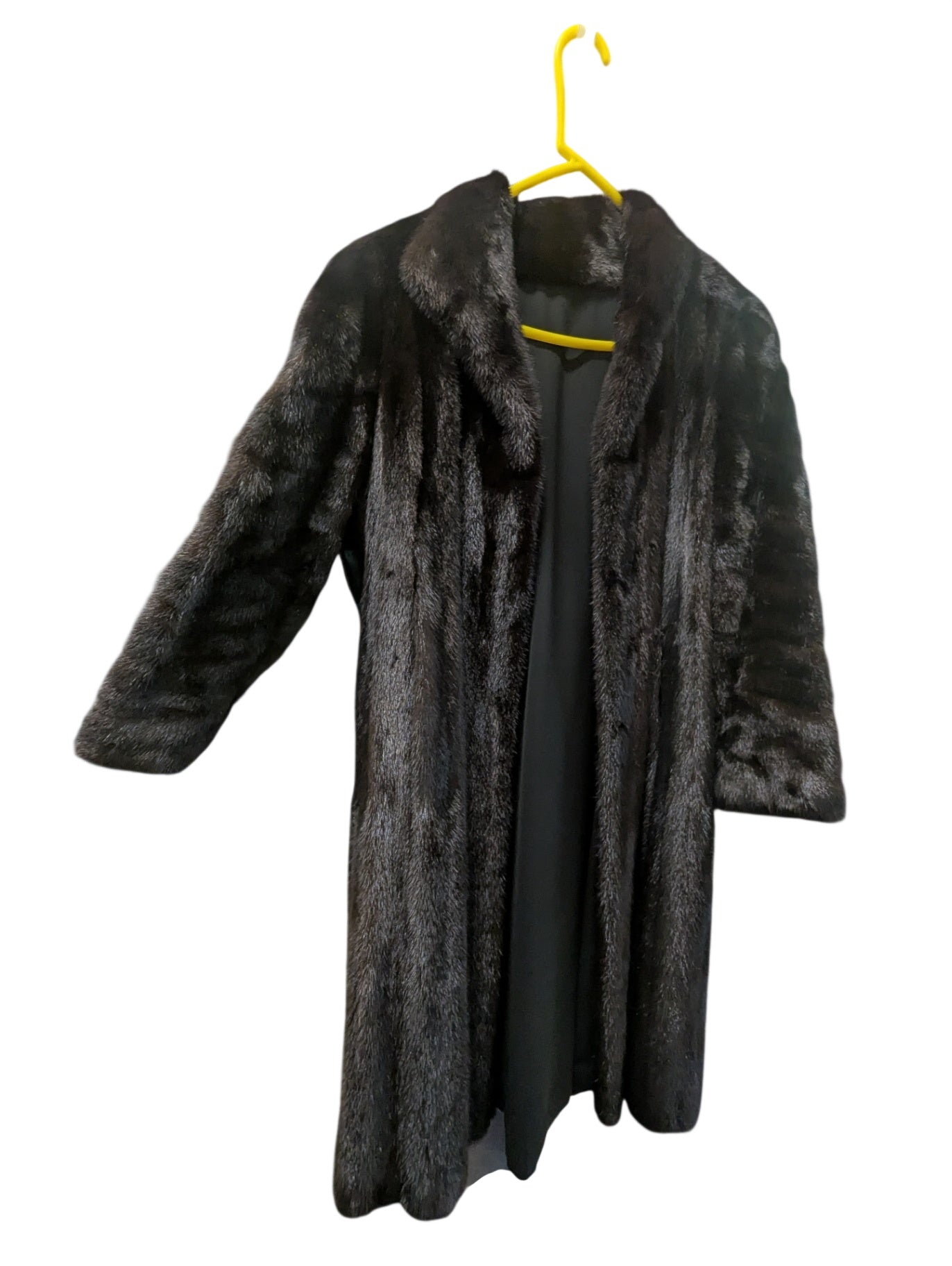 Vintage Mink Coat w/ Satin Lining Black/Dark Brown LARGE