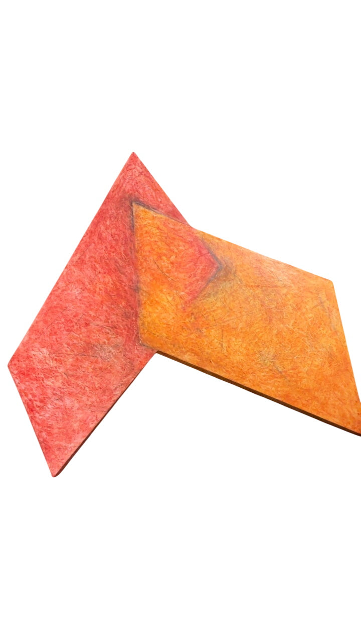 Lilly Fenichel “Graphic Connection” Abstract Oil on Wood Sculpture, 1985 – 46x45