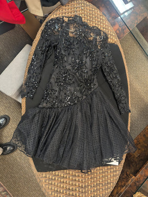 MIGNON Anne Marie Gabalis NY Black Evening Gown Sequin Dress Small