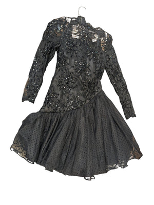 MIGNON Anne Marie Gabalis NY Black Evening Gown Sequin Dress Small
