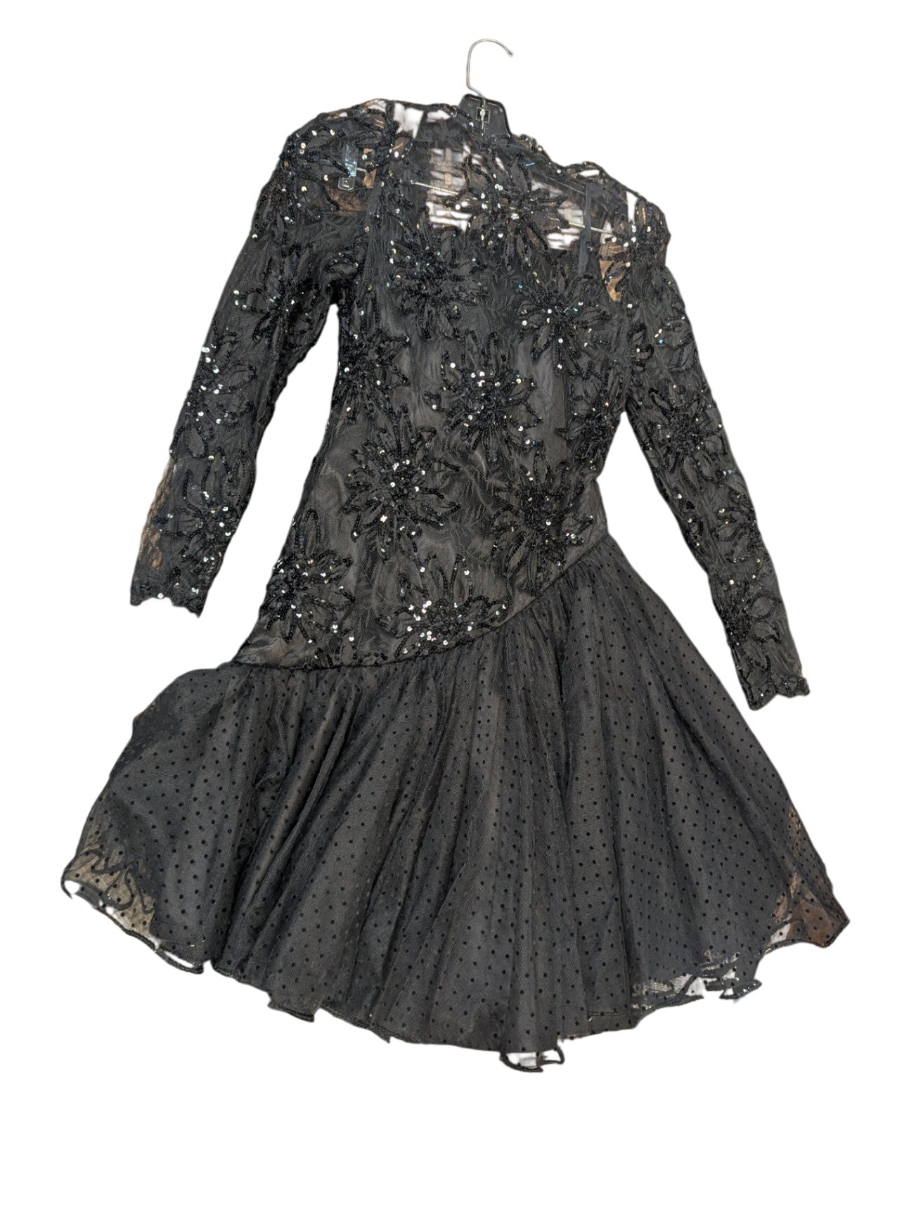 MIGNON Anne Marie Gabalis NY Black Evening Gown Sequin Dress Small