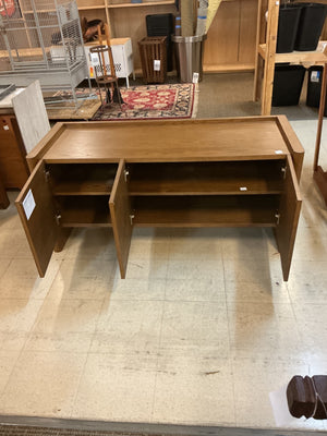 Article Torme Smoked Oak Media Console / Media Unit, Scandi-Inspired Wood Cabinet with 3 Handleless Doors