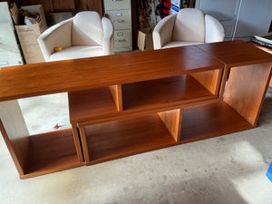 Danish Teak Two-Piece Expanding Puzzle Bookcase 77x18x26