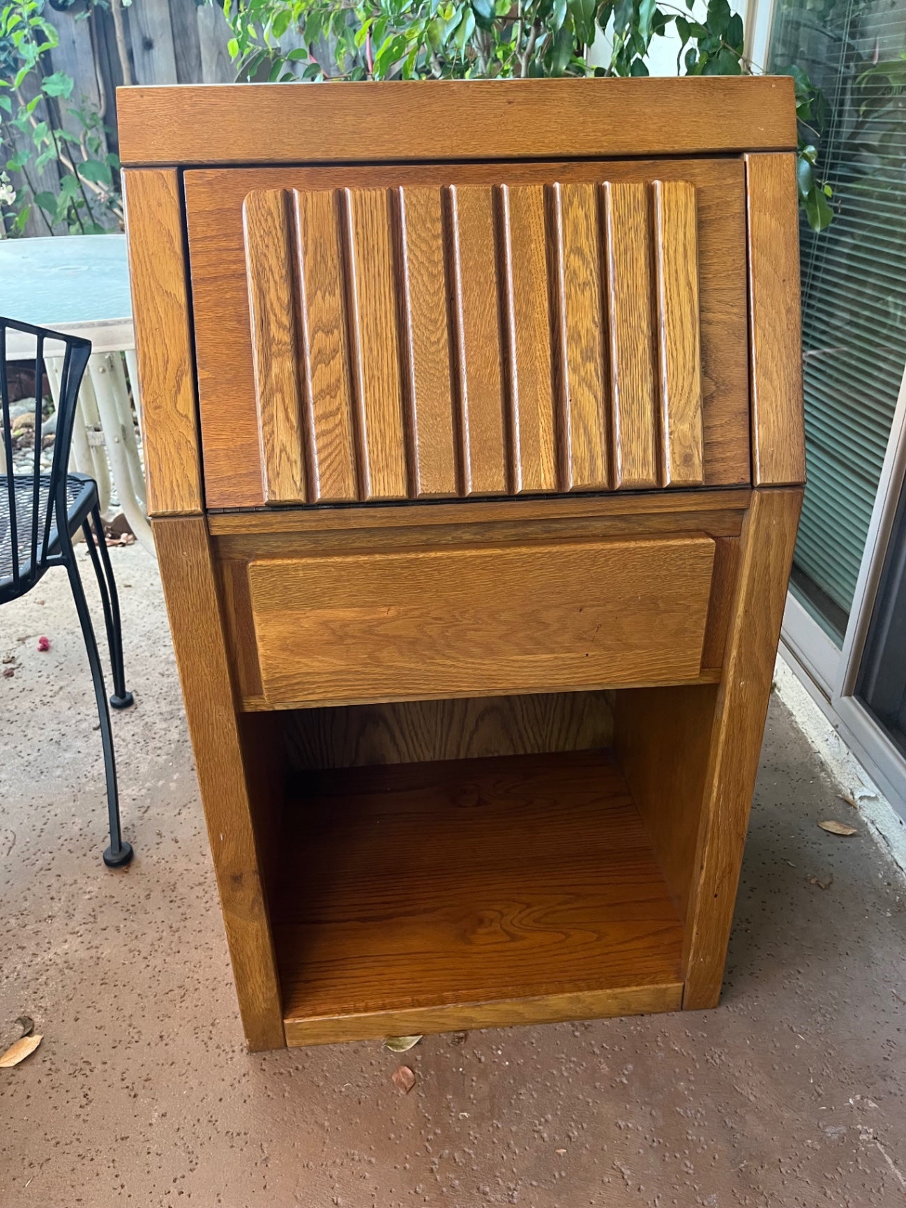 Solid Oak Slatted Door Secretary Desk 22x18x32