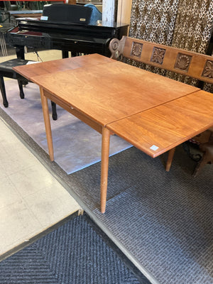 Danish Mid-Century Modern Teak Table, 33x33 + 12" drop leaves