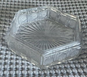 Clear Glass Crystal Dish with Lid  10" wide x 3-1/2 " high (Chipped Edge)