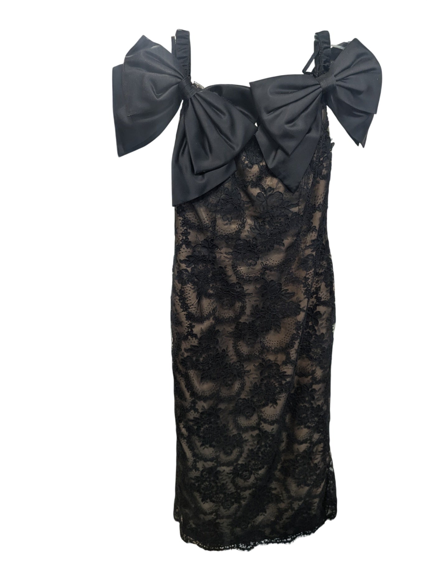 Fred Hayman Beverly Hills Black Cocktail Dress w /Bows