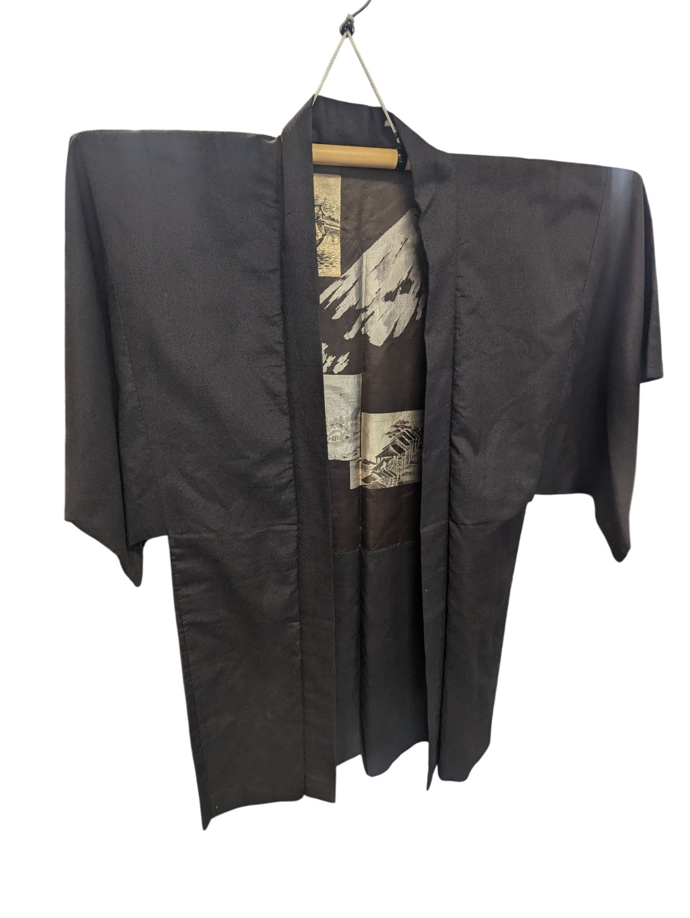 Mens Japanese Brown Silk Haori S/M