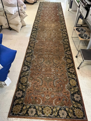 Hand-Knotted Wool Oushak-Style Runner Rug, 15' × 3'