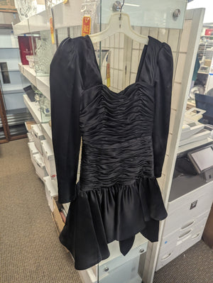 Vintage Giorgio Beverly Hills Silk Dress Ruffled Black Size 4
