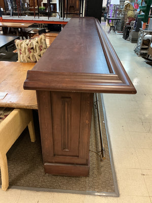 Traditional Wood Raised-Panel 12' Cocktail Bar with Brass Foot Rail, 148" × 25" × 46"H