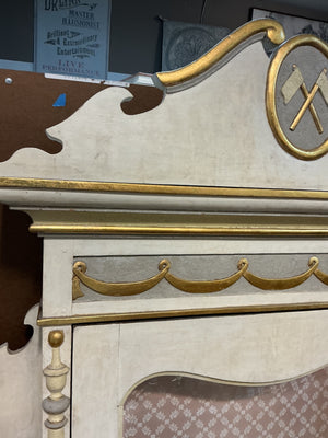 2 Neoclassical Gustavian-Style Gilt Wall Display Cabinets with Glass Doors (pair) 40" × 5" × 88"H
