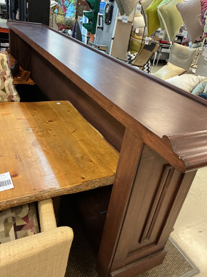 Traditional Wood Raised-Panel 12' Cocktail Bar with Brass Foot Rail, 148" × 25" × 46"H