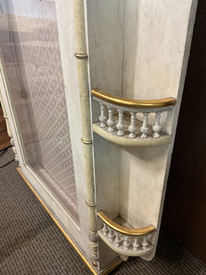 2 Neoclassical Gustavian-Style Gilt Wall Display Cabinets with Glass Doors (pair) 40" × 5" × 88"H
