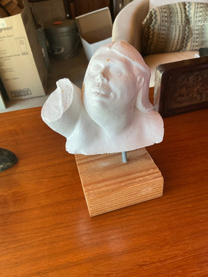 Béla Bácsi Plaster/Clay Study Sculpture Maquette with Wood Display Base