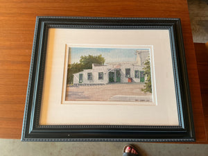 Fred Sweeney Watercolor Painting of the Cota-Knox Building, Santa Barbara, Framed (16.5 x 13.5)