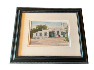 Fred Sweeney Watercolor Painting of the Cota-Knox Building, Santa Barbara, Framed (16.5 x 13.5)