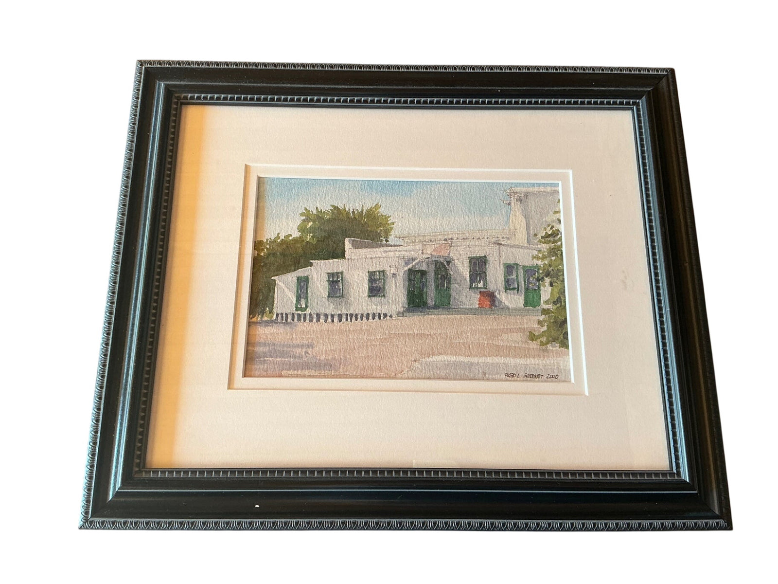 Fred Sweeney Watercolor Painting of the Cota-Knox Building, Santa Barbara, Framed (16.5 x 13.5)