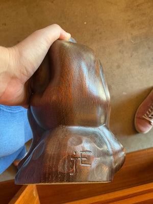 Jacob Erickson Signed Art Deco Style Carved Wood Seated Female Figurine
