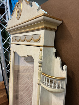 2 Neoclassical Gustavian-Style Gilt Wall Display Cabinets with Glass Doors (pair) 40" × 5" × 88"H