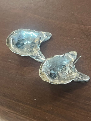 Vintage Silver Plate Pembroke Welsh Corgi Dog Head Pierced Post Earrings 1 1/4"