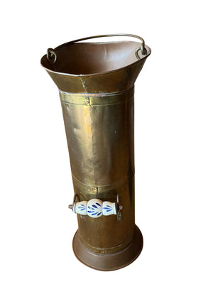 Brass Scuttle Bucket with Handle, 20 in High