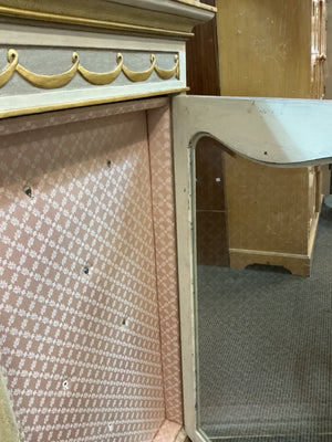 2 Neoclassical Gustavian-Style Gilt Wall Display Cabinets with Glass Doors (pair) 40" × 5" × 88"H