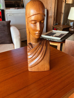 Carved wooden bust