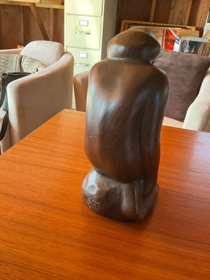 Jacob Erickson Signed Art Deco Style Carved Wood Seated Female Figurine