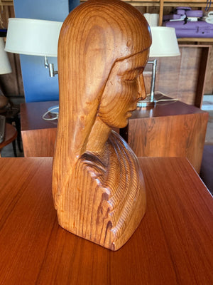 Carved wooden bust