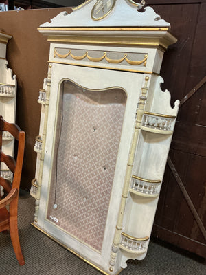 2 Neoclassical Gustavian-Style Gilt Wall Display Cabinets with Glass Doors (pair) 40" × 5" × 88"H