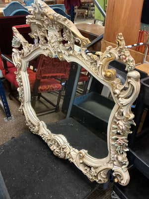 Italian Rococo Style Carved Floral Gilt Mirror, 42" × 46"