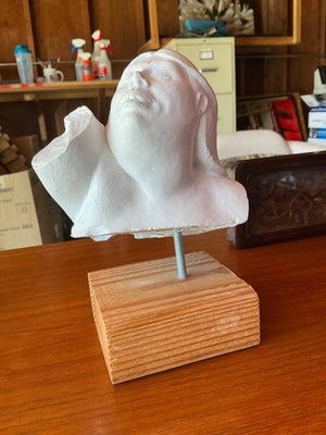 Béla Bácsi Plaster/Clay Study Sculpture Maquette with Wood Display Base