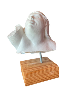 Béla Bácsi (Hungarian-American, b. 1950) Plaster/White Hydrocal Study Sculpture Maquette on Rustic Pine Wood Display Base