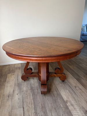 Solid  Oak 48" Round Pedestal Dining Table