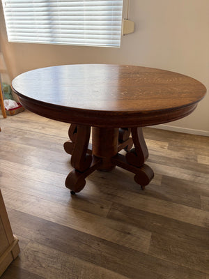 Solid  Oak 48" Round Pedestal Dining Table