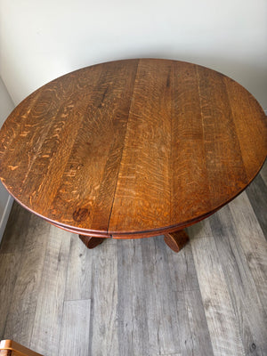 Solid  Oak 48" Round Pedestal Dining Table