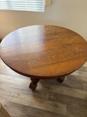 Solid  Oak 48" Round Pedestal Dining Table