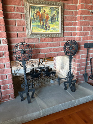 Andirons set Black wrought iron