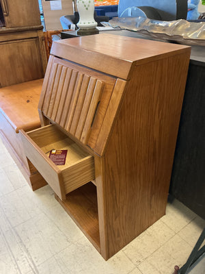 Solid Oak Slatted Door Secretary Desk 22x18x32