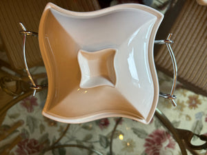 White China Serving Dish with Candle Heat