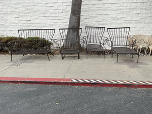 Iron (believed to be OW Lee) Patio set 4 Pc Set - Cusions need recovering