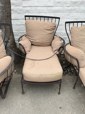 Iron (believed to be OW Lee) Patio set 4 Pc Set - Cusions need recovering