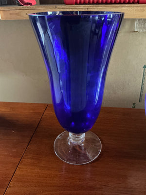 AAC Handcrafted  Blue Pedestal Vase