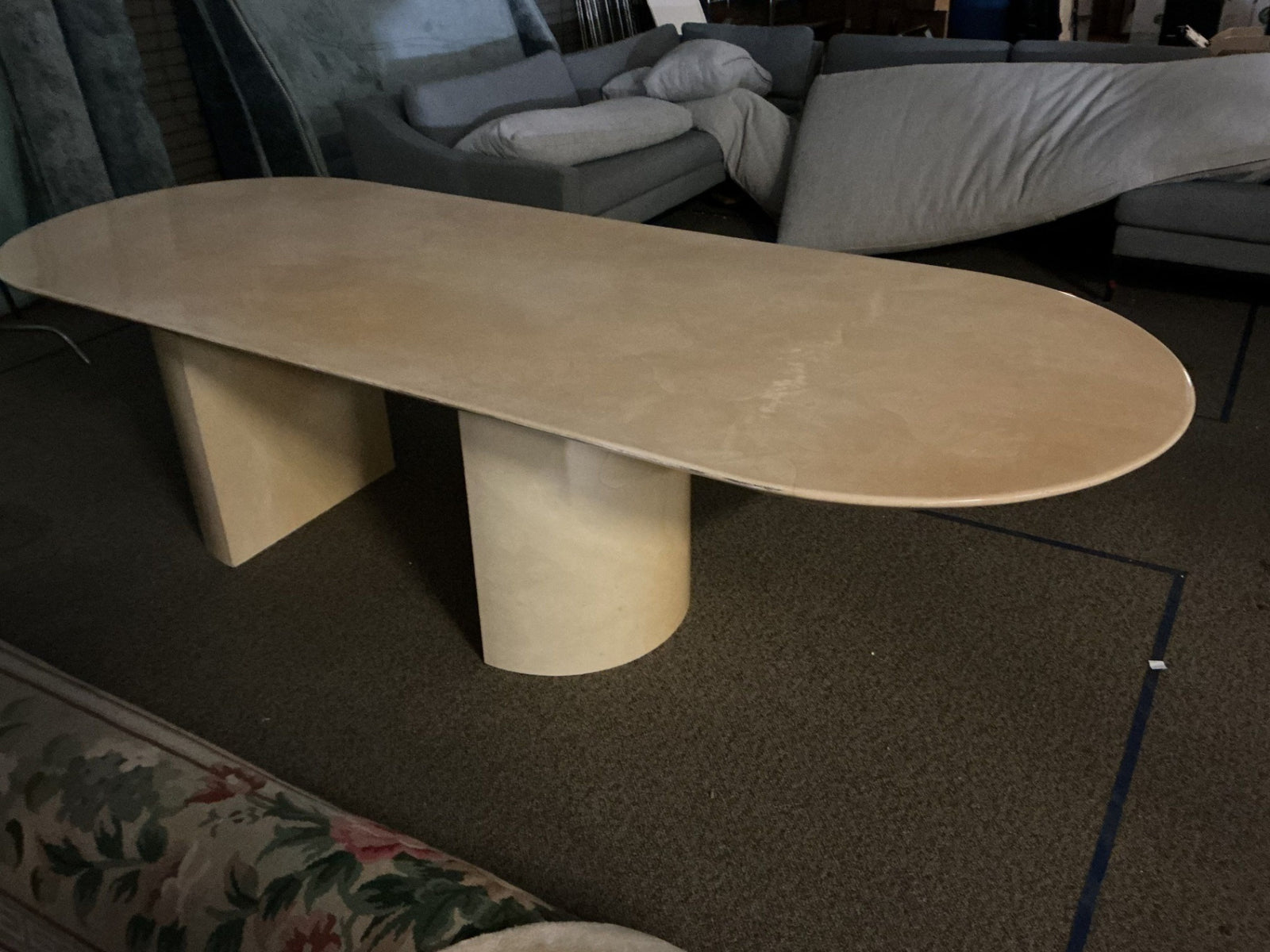 Karl Springer Goat Skin Oval Dining Table 112x44